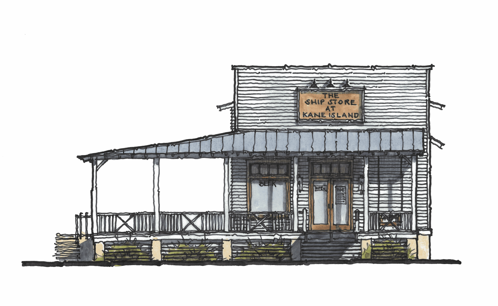 2025 04 25 KANE ISLAND Outfitters Center River Elevation Sketch copy